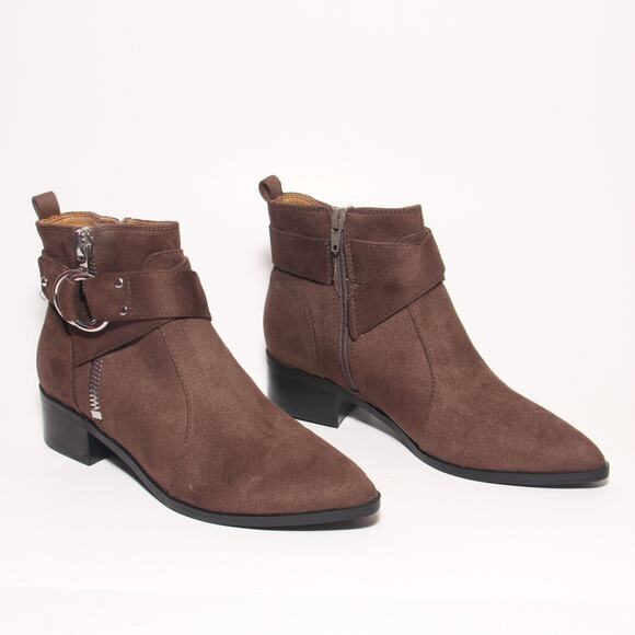 Nine West Ankle Boots Size 6M Faux Suede Side zipper Block Heel - Picture 2 of 8